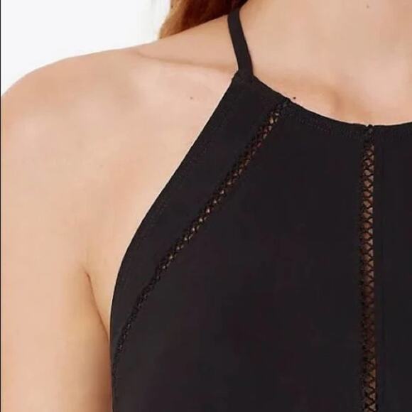 NWT Tory Burch Solid Lattice High-Neck Swim Top, Black Size XS - Picture 4 of 5